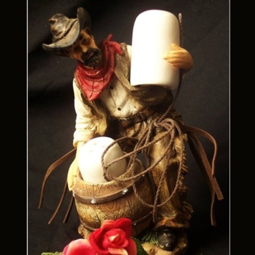 Resin Rugged Cowboy Salt and Pepper Set 6" tall 73876R
